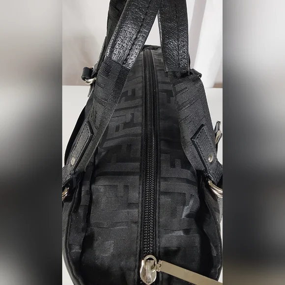 Fendi zip code hand bag. Nylon and leather